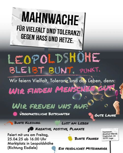 Mahnwache für Vielfalt und Toleranz